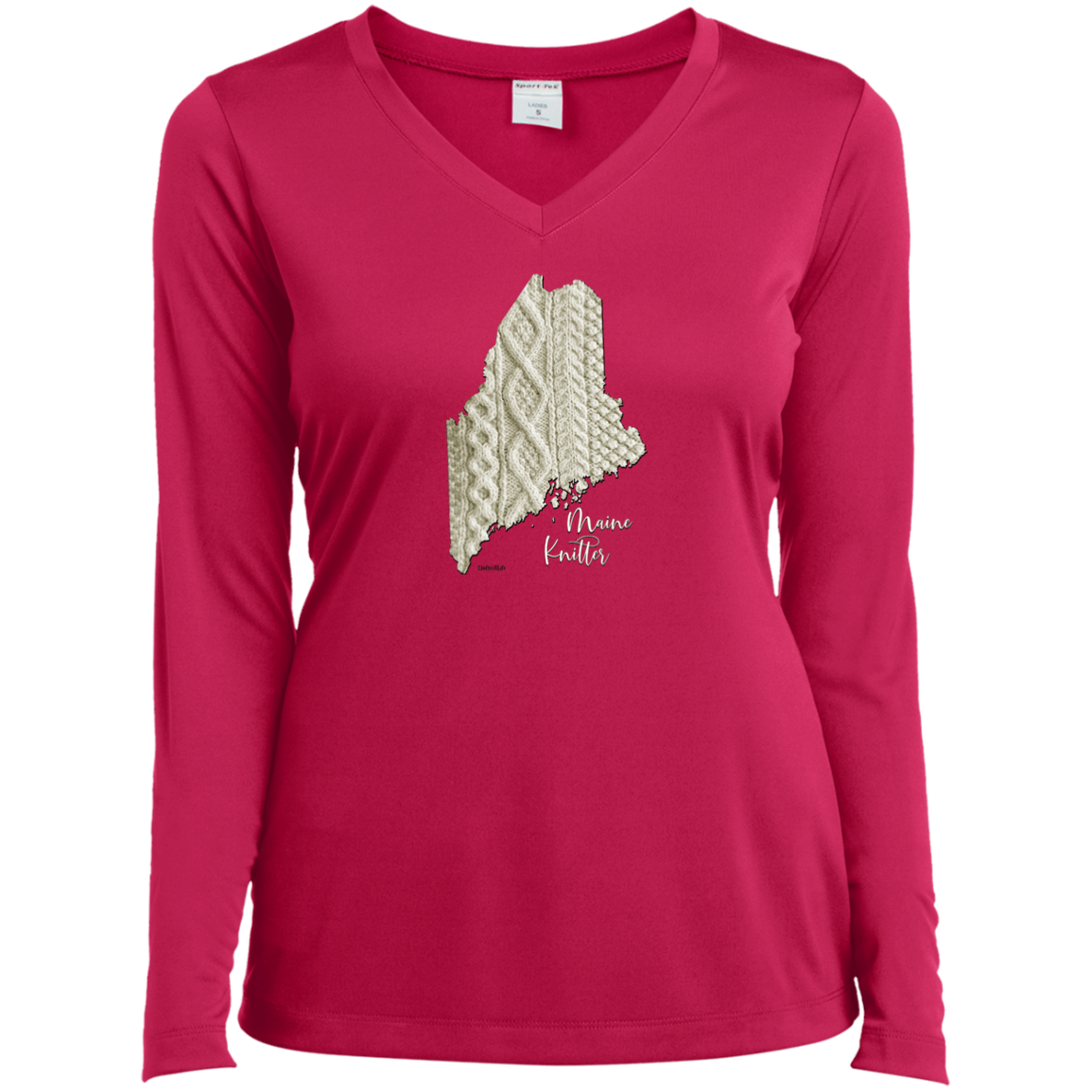 Maine Knitter Ladies' LS Performance V-Neck Shirt