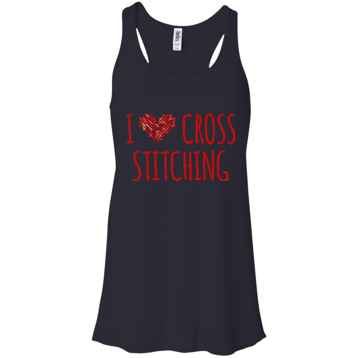 I Heart Cross Stitching Flowy Racerback Tank