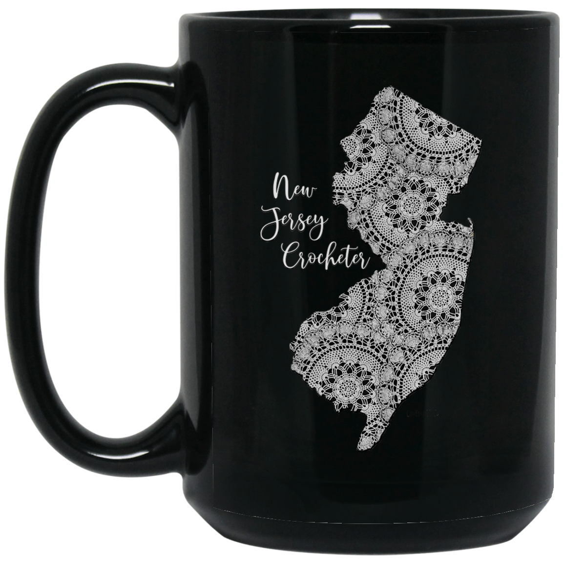 New Jersey Crocheter Black Mugs