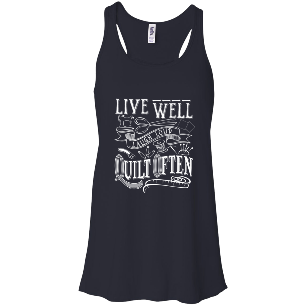 Live Well, Quilt Often Flowy Racerback Tank