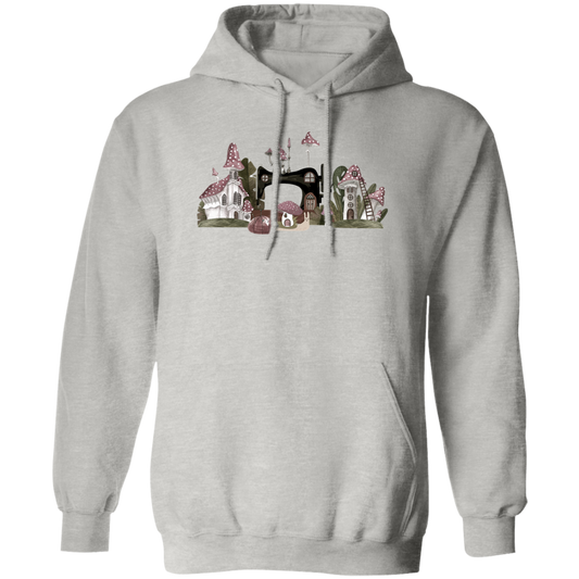 Cottagecore Sewing Mushroom Village Hoodie - Cute Gift for Sewing Friends & Family