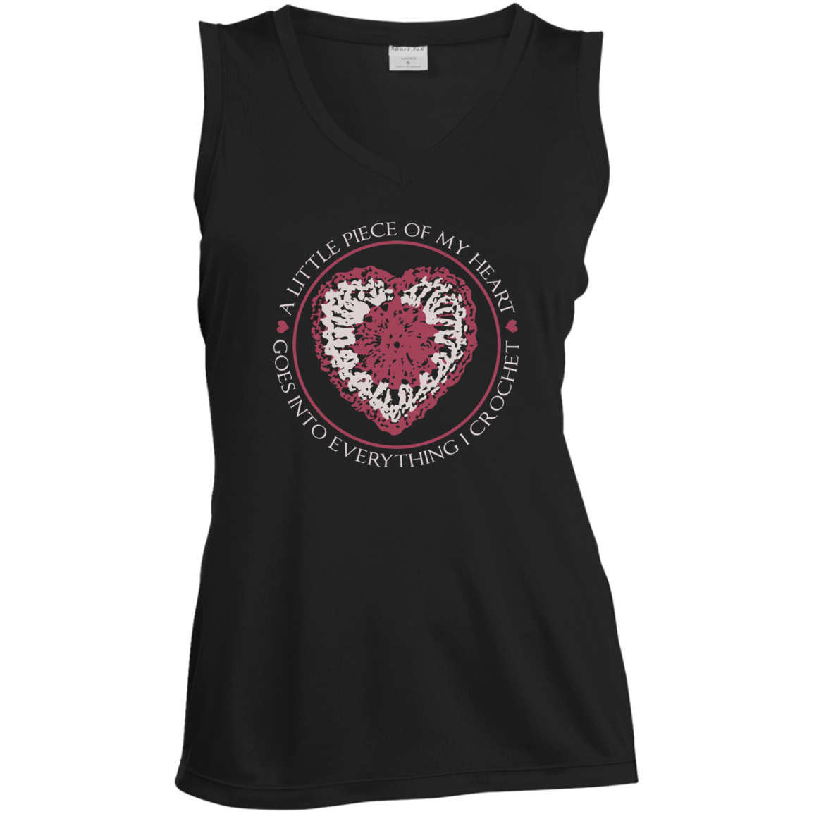 Piece of My Heart (Crochet) Ladies Sleeveless Moisture Absorbing V-Neck