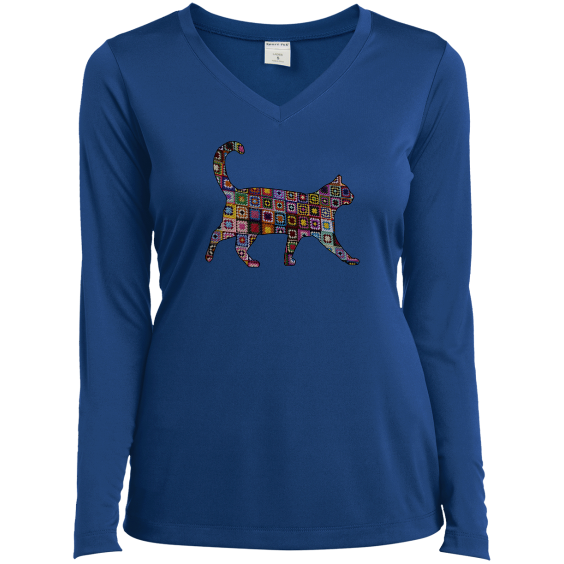 Granny Square Cat Ladies Long Sleeve Shirts