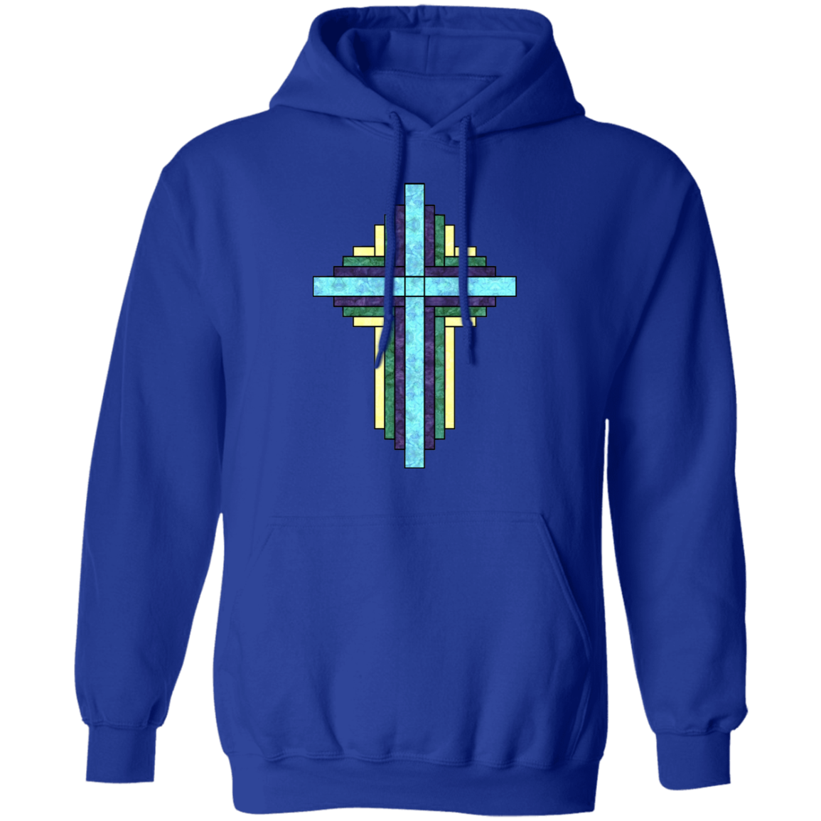 Batik Stained Glass Quilt Cross Pullover Hoodie