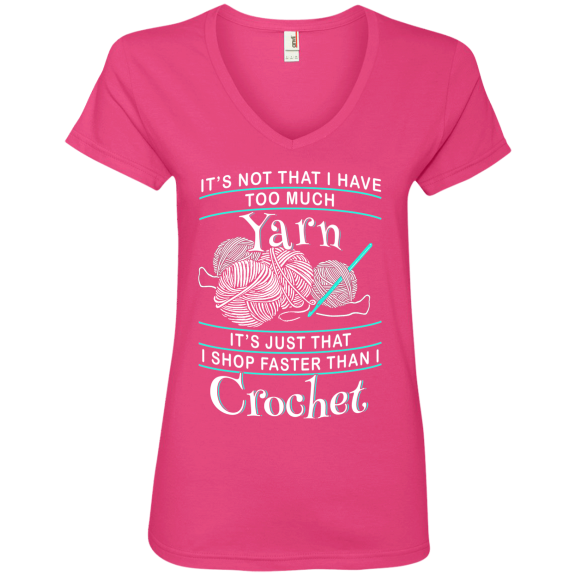 I Shop Faster than I Crochet Ladies V-Neck T-Shirt