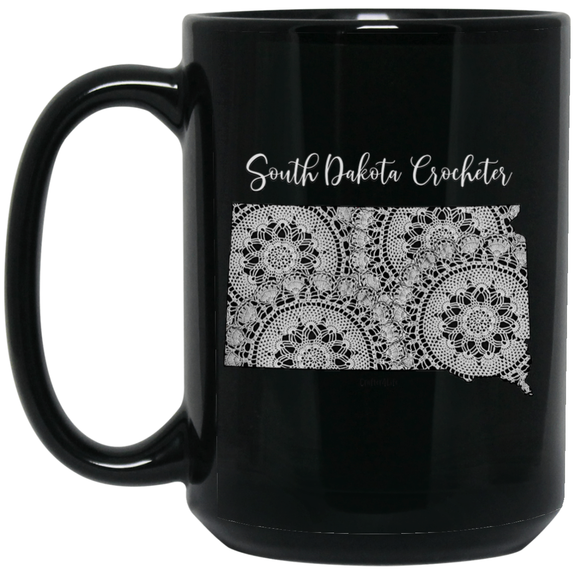 South Dakota Crocheter Black Mugs