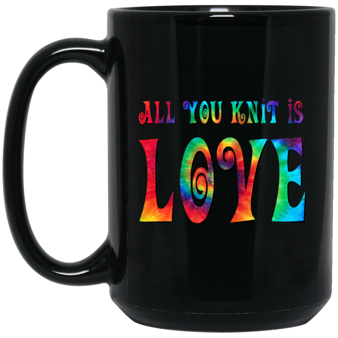 All You Knit is Love Black Mugs