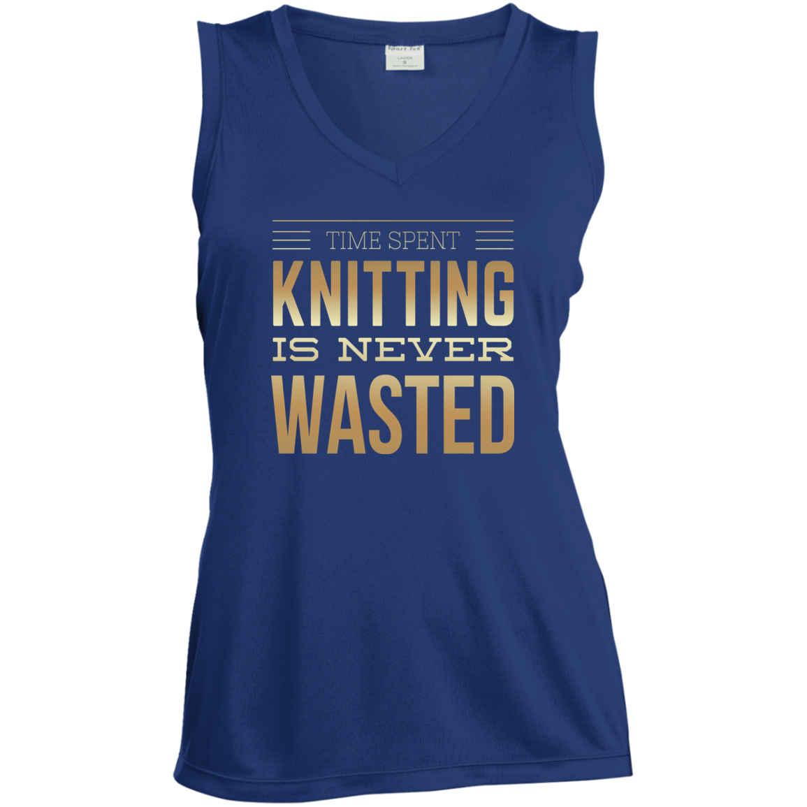 Time Spent Knitting Ladies Sleeveless V-Neck - Crafter4Life - 1