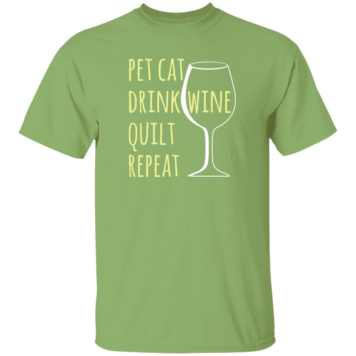 Pet Cat-Drink Wine-Quilt T-Shirt