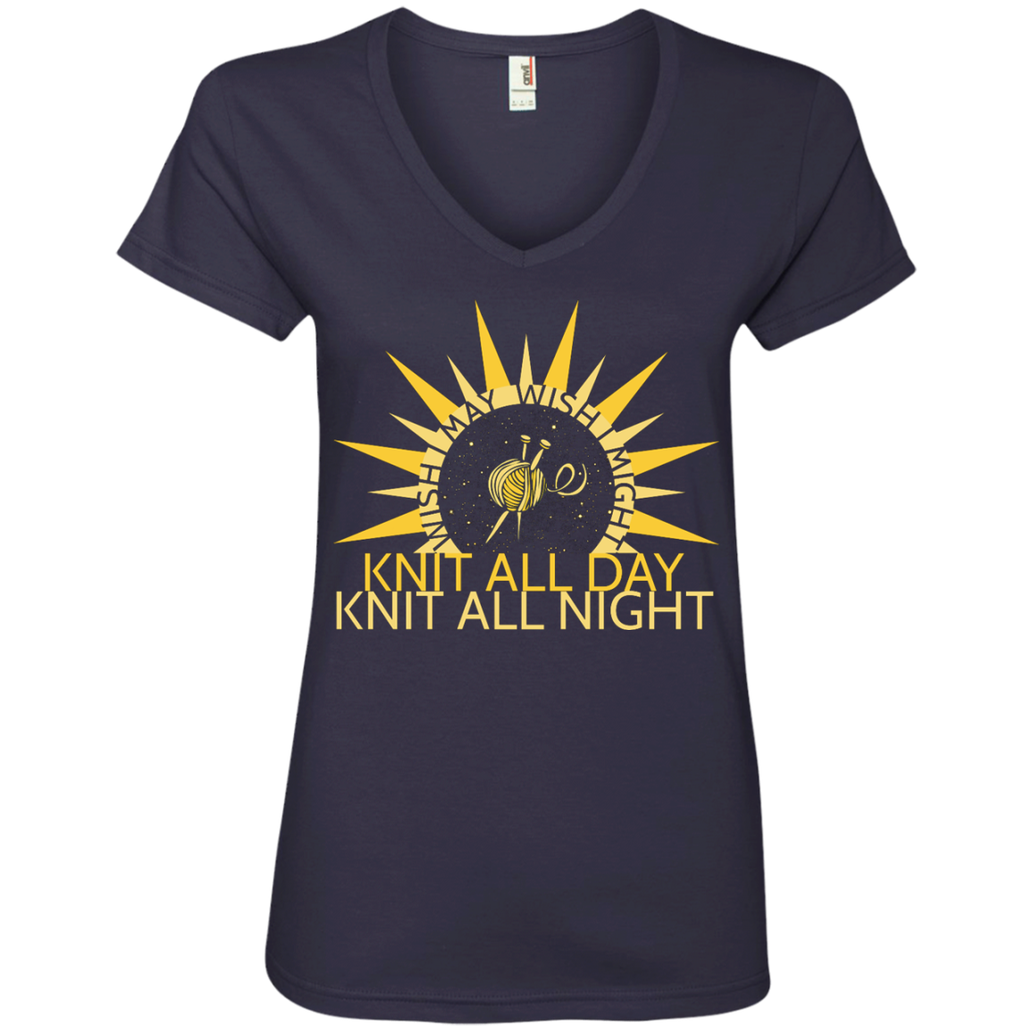 Wish I May Knit Ladies V-Neck Tee