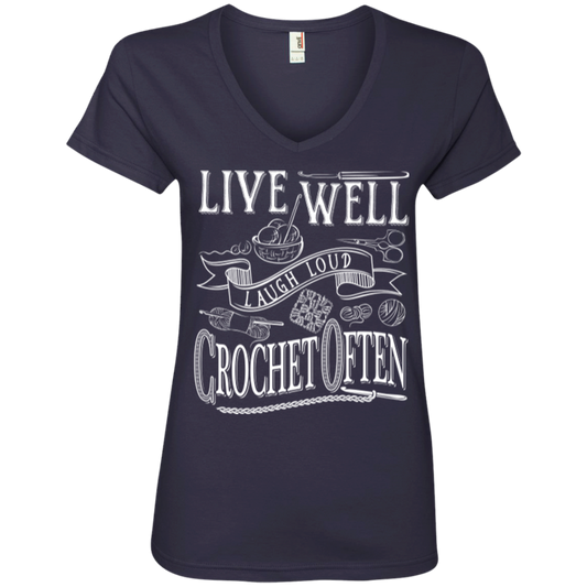 Crochet Often Ladies V-neck Tee - Crafter4Life - 1
