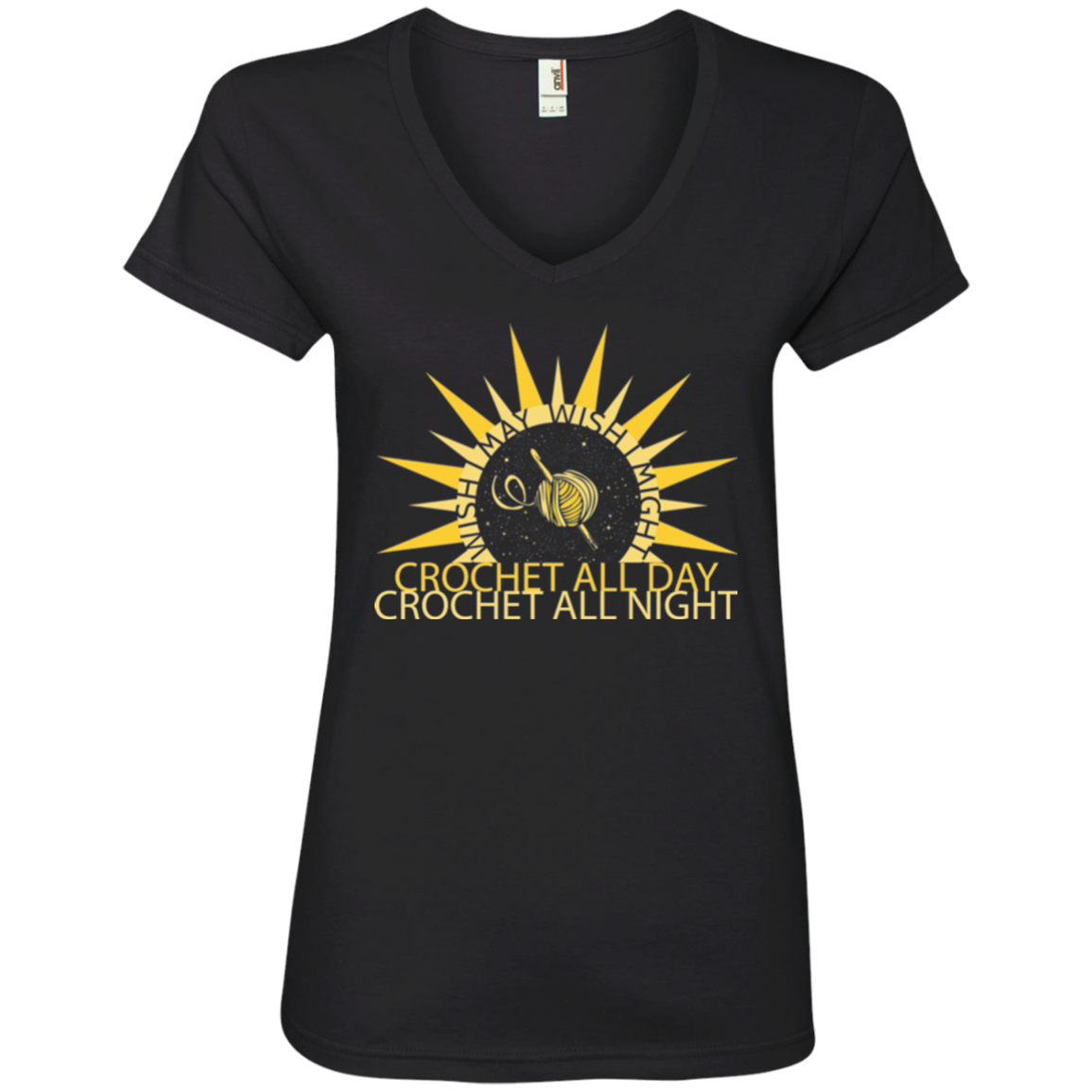 Wish I May Crochet Ladies V-Neck T-Shirt