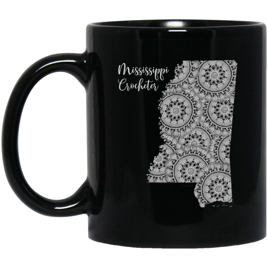 Mississippi Crocheter Black Mugs