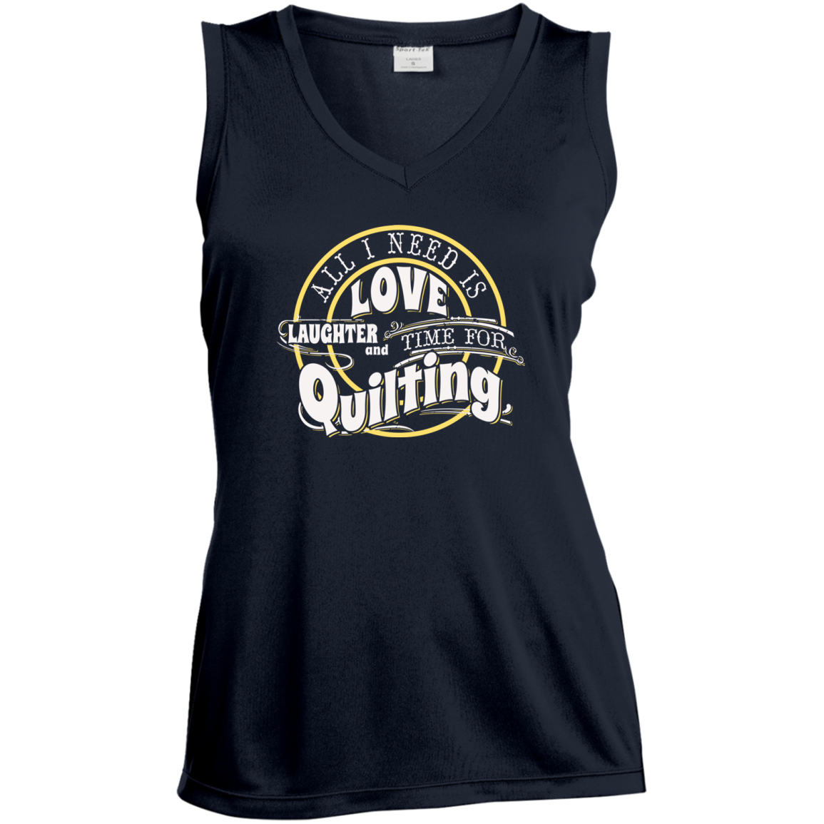 Time for Quilting Ladies Sleeveless Moisture Absorbing V-Neck