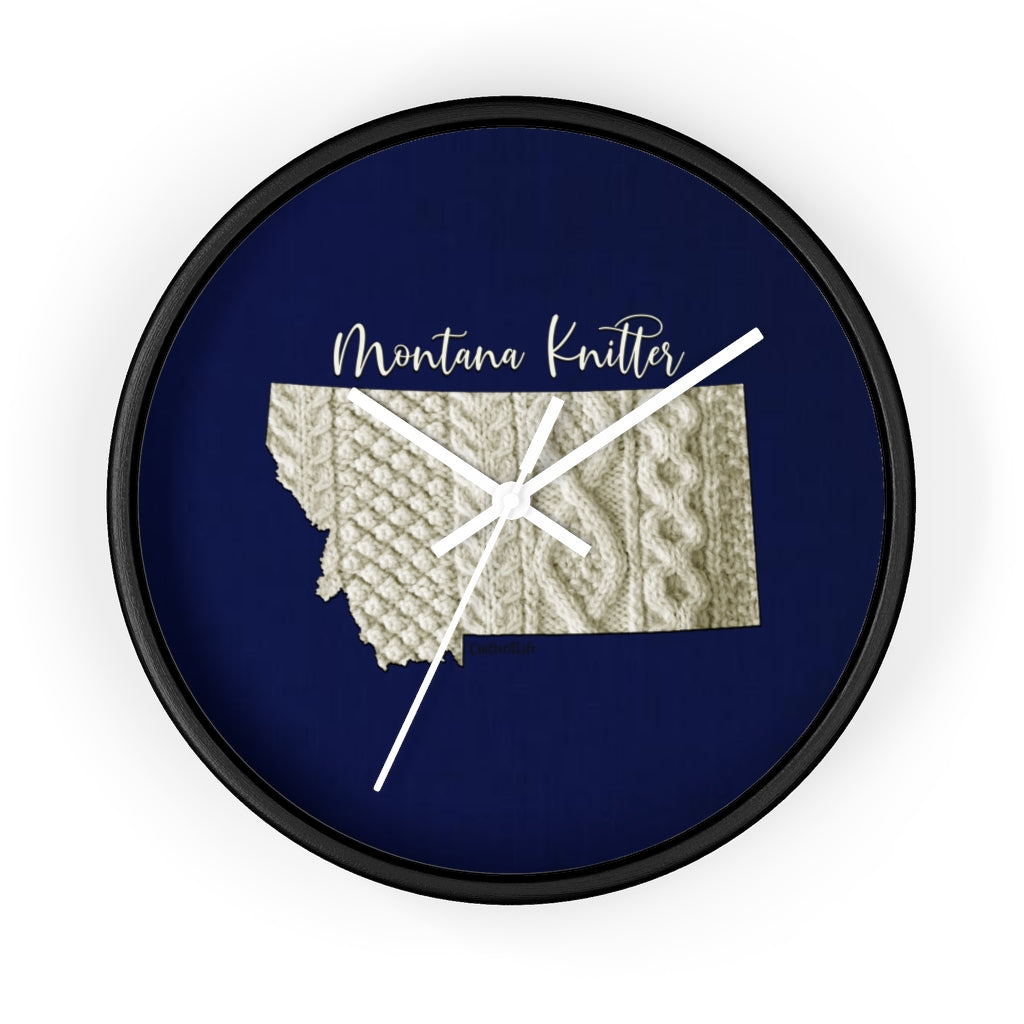 Montana Knitter Wooden Framed Wall Clock