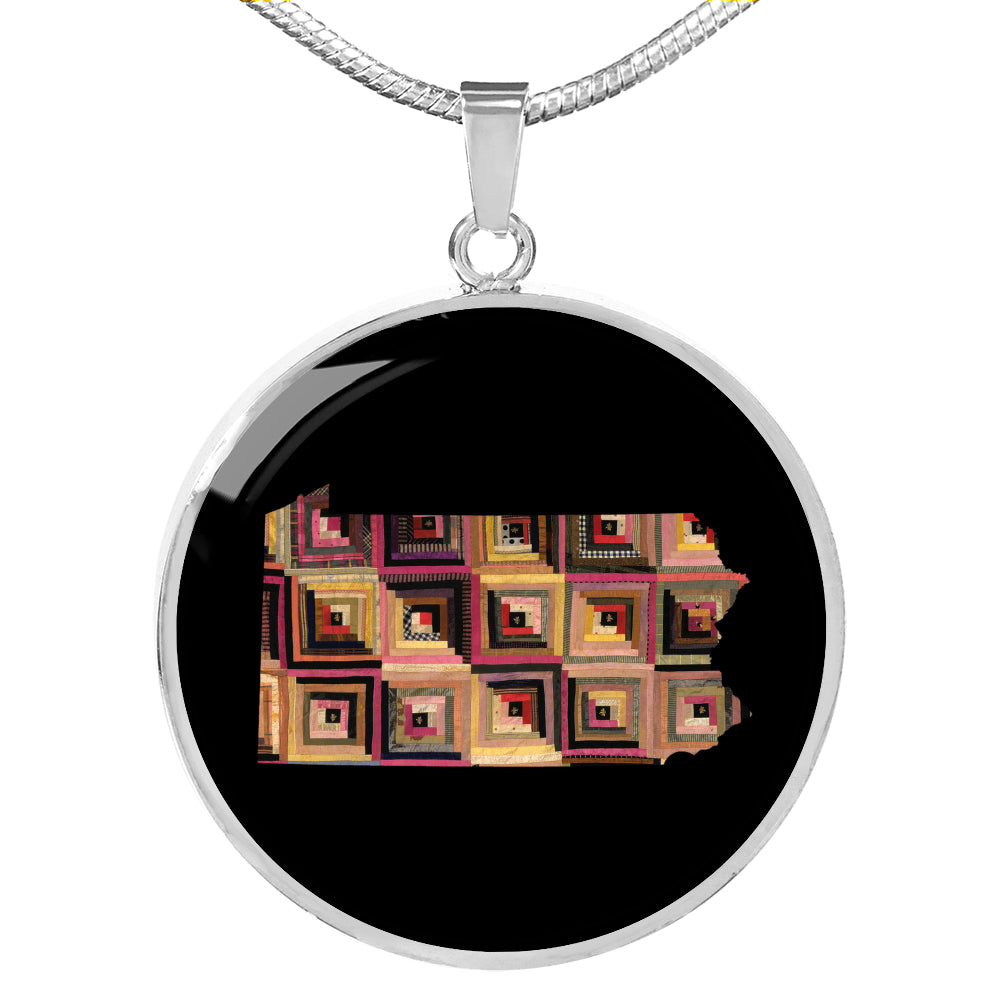 Pennsylvania Quilter Pendant Necklace - Engravable Gift for Grandma, Mom, Wife, Sister, Aunt, Cousin, Friend