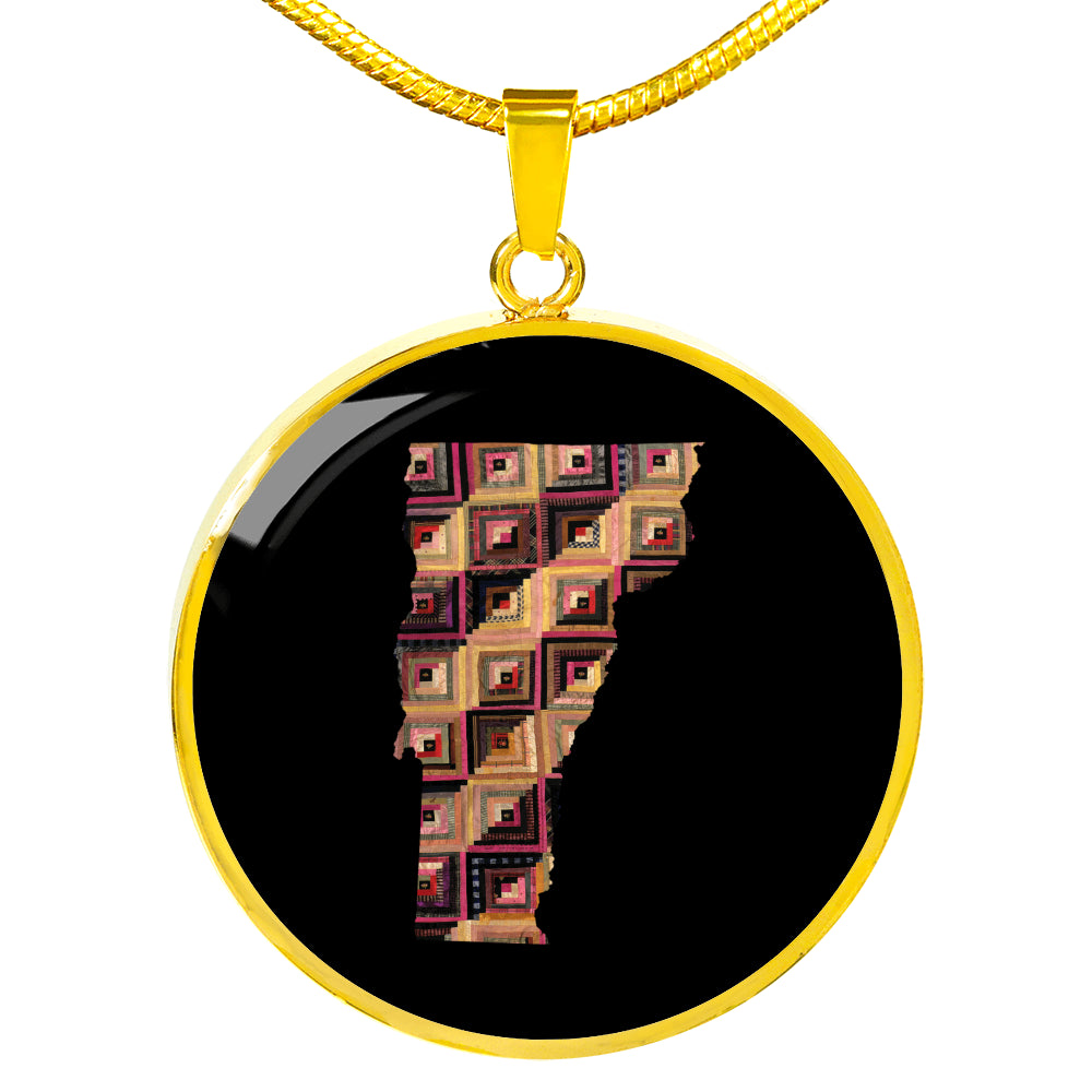 Vermont Quilter Pendant Necklace - Engravable Gift for Grandma, Mom, Wife, Sister, Aunt, Cousin, Friend