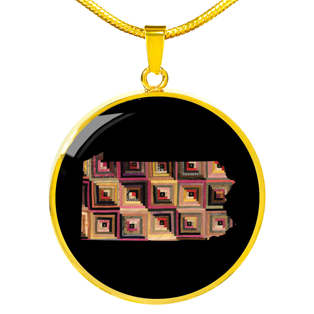 Pennsylvania Quilter Pendant Necklace - Engravable Gift for Grandma, Mom, Wife, Sister, Aunt, Cousin, Friend
