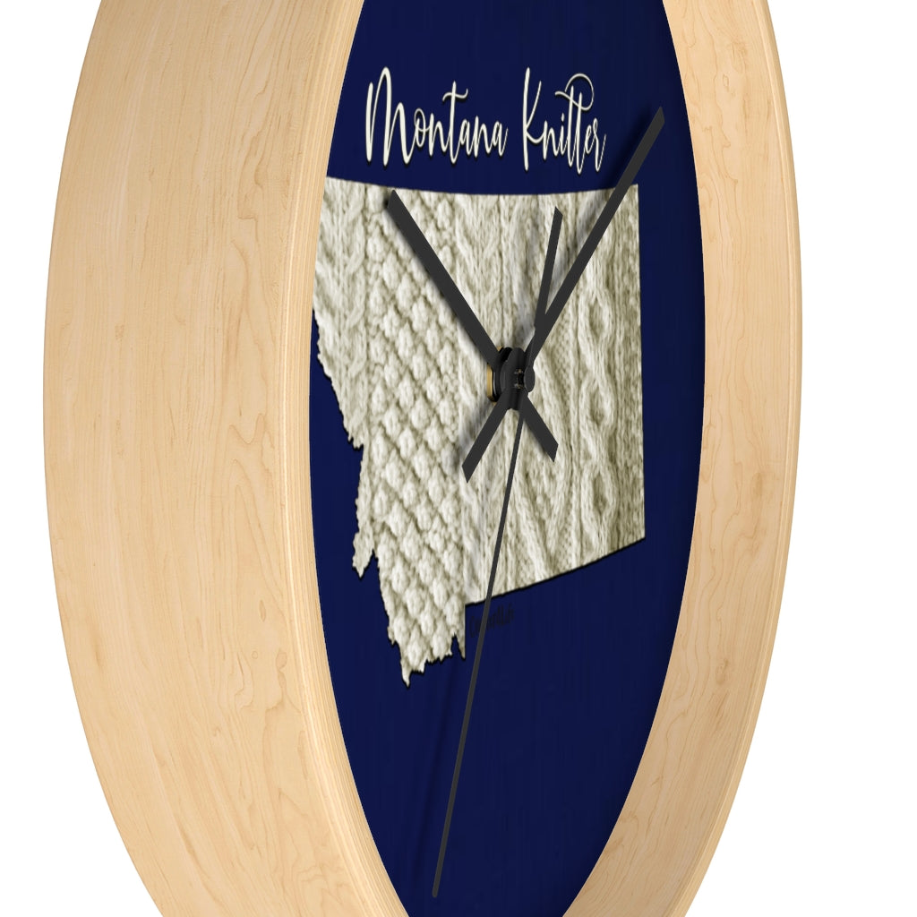 Montana Knitter Wooden Framed Wall Clock