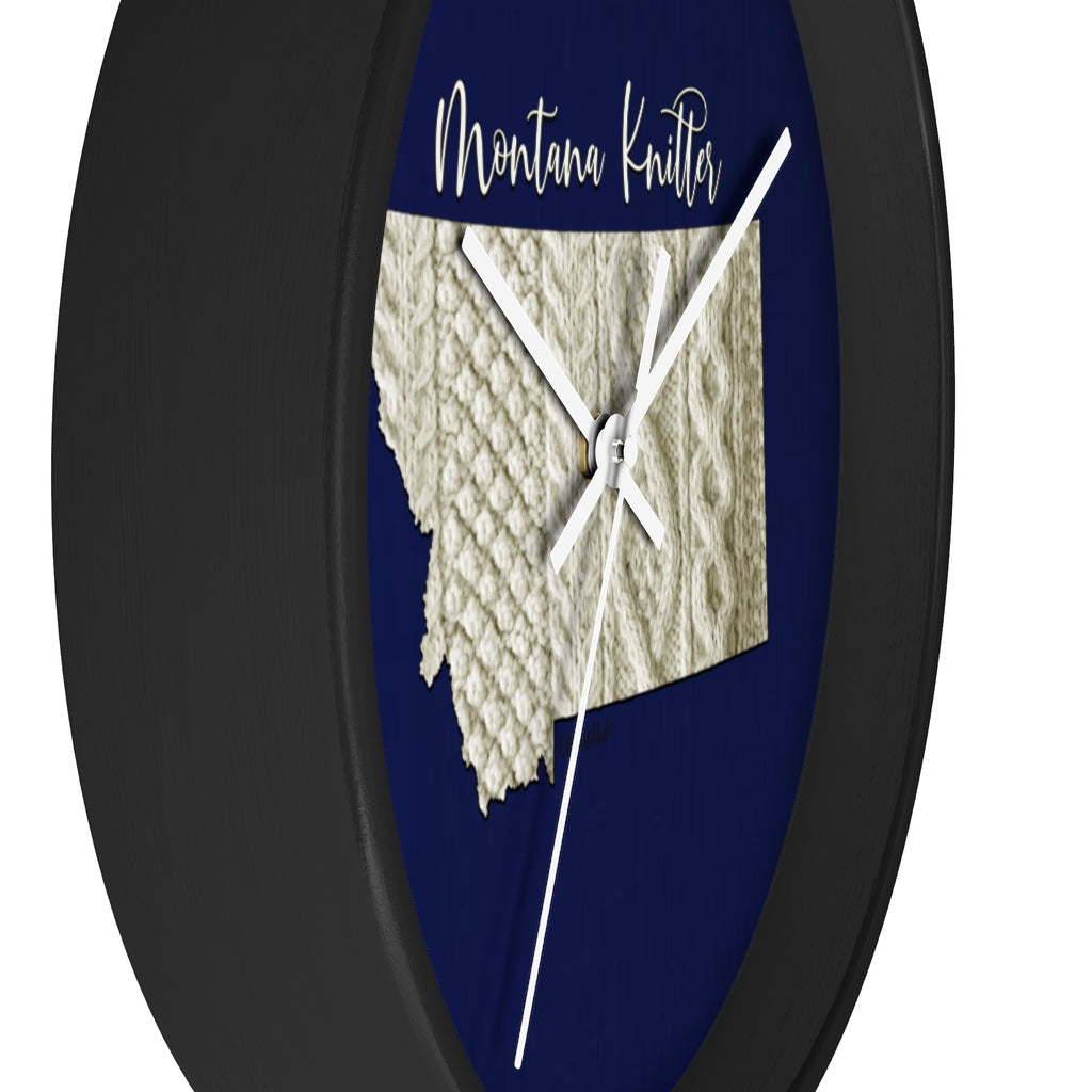 Montana Knitter Wooden Framed Wall Clock