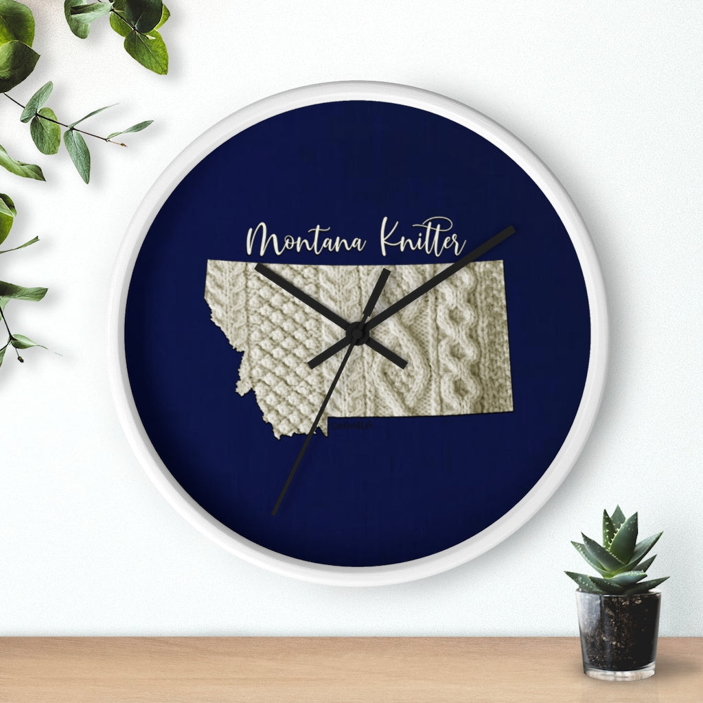 Montana Knitter Wooden Framed Wall Clock