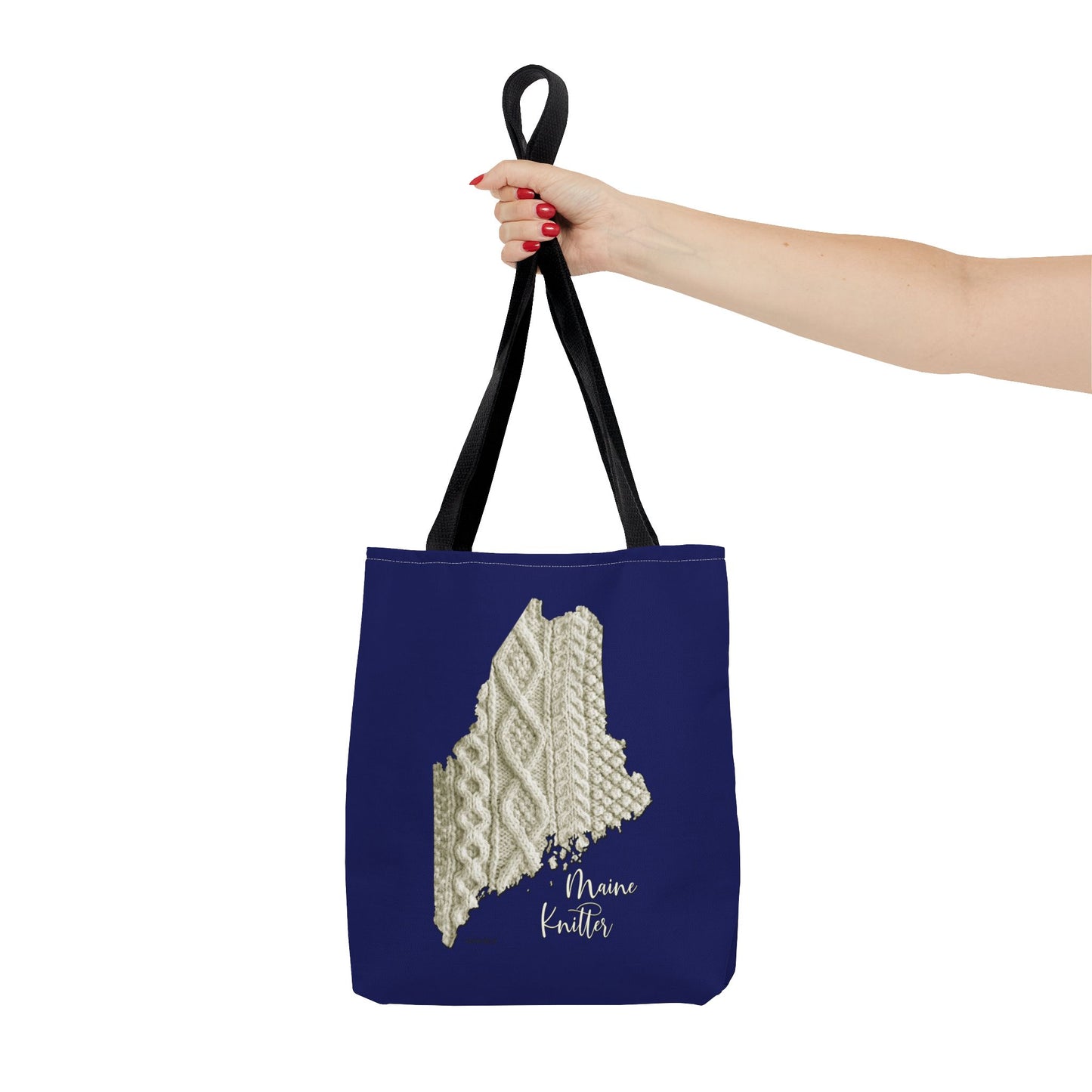 Maine Knitter Tote Bag — Cable Knit State Outline Tote