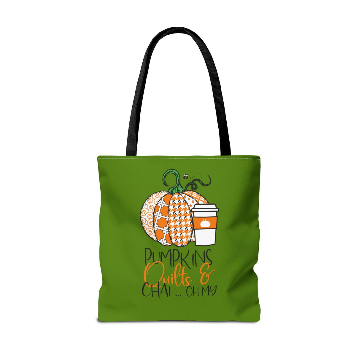 Pumpkin Spice Tote Bag, Fall Tote, Pumpkin Quilts & Chai Bag, Autumn Handbag, Eco-Friendly Market Bag