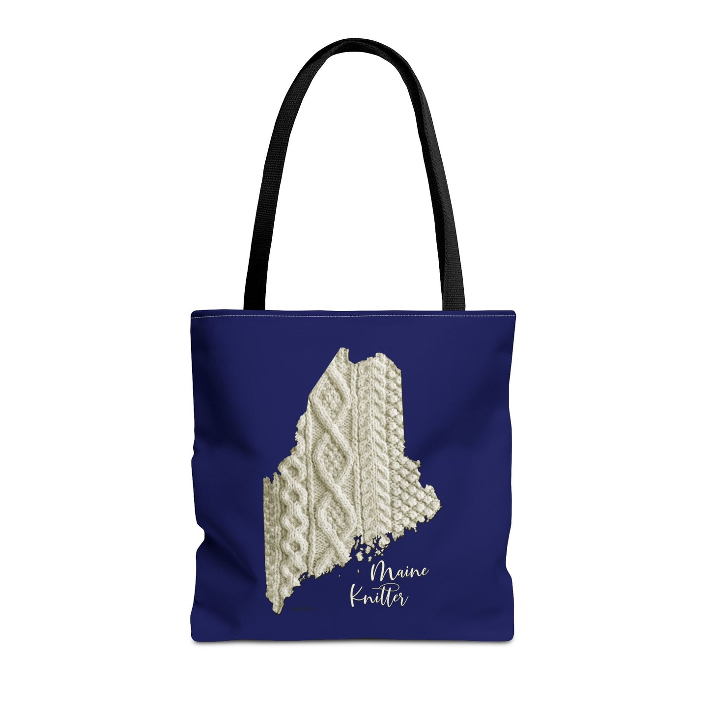 Maine Knitter Tote Bag — Cable Knit State Outline Tote