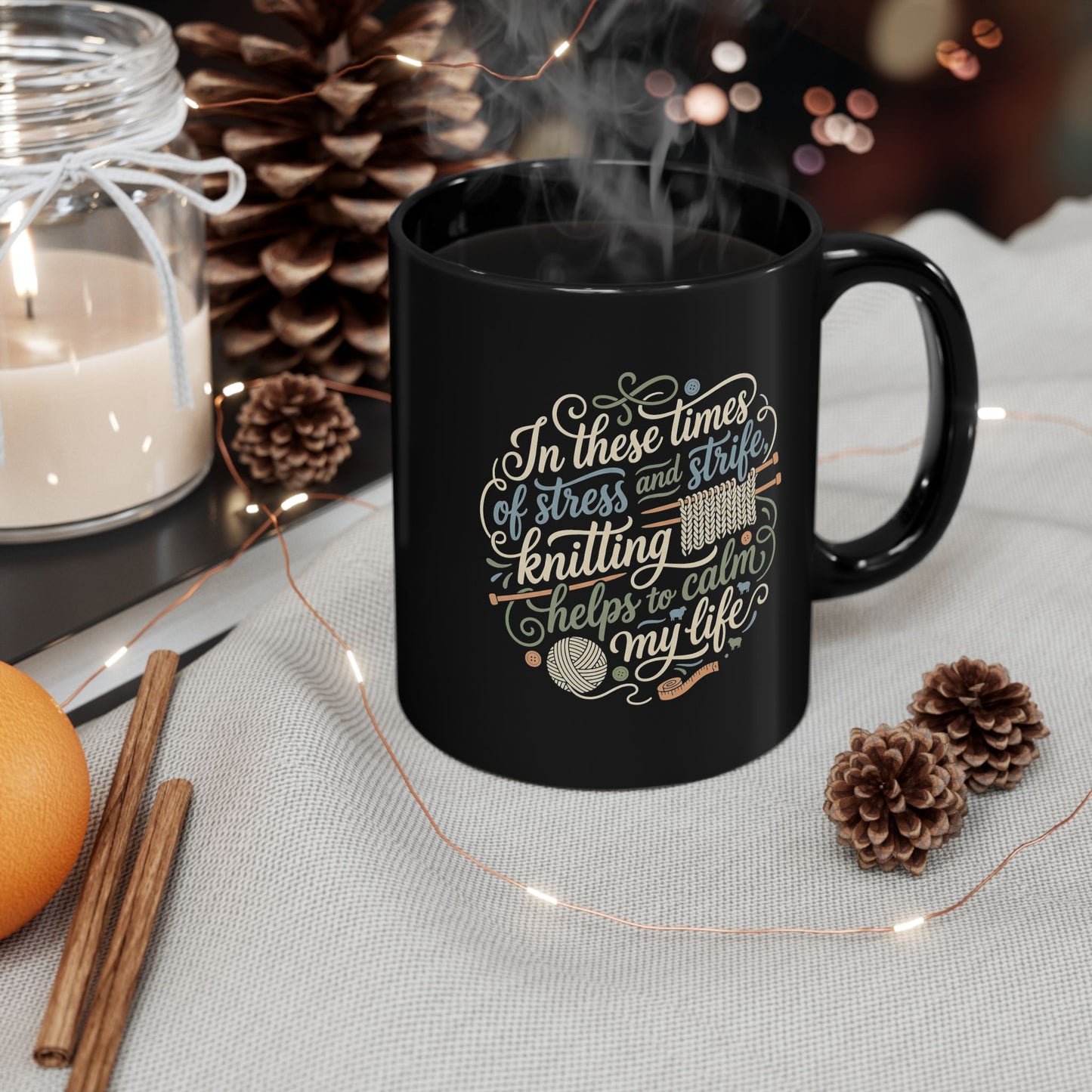 Thoughtful Knitting Mug, 11oz or 15oz, Great Gift for Stressed-Out Knitter!