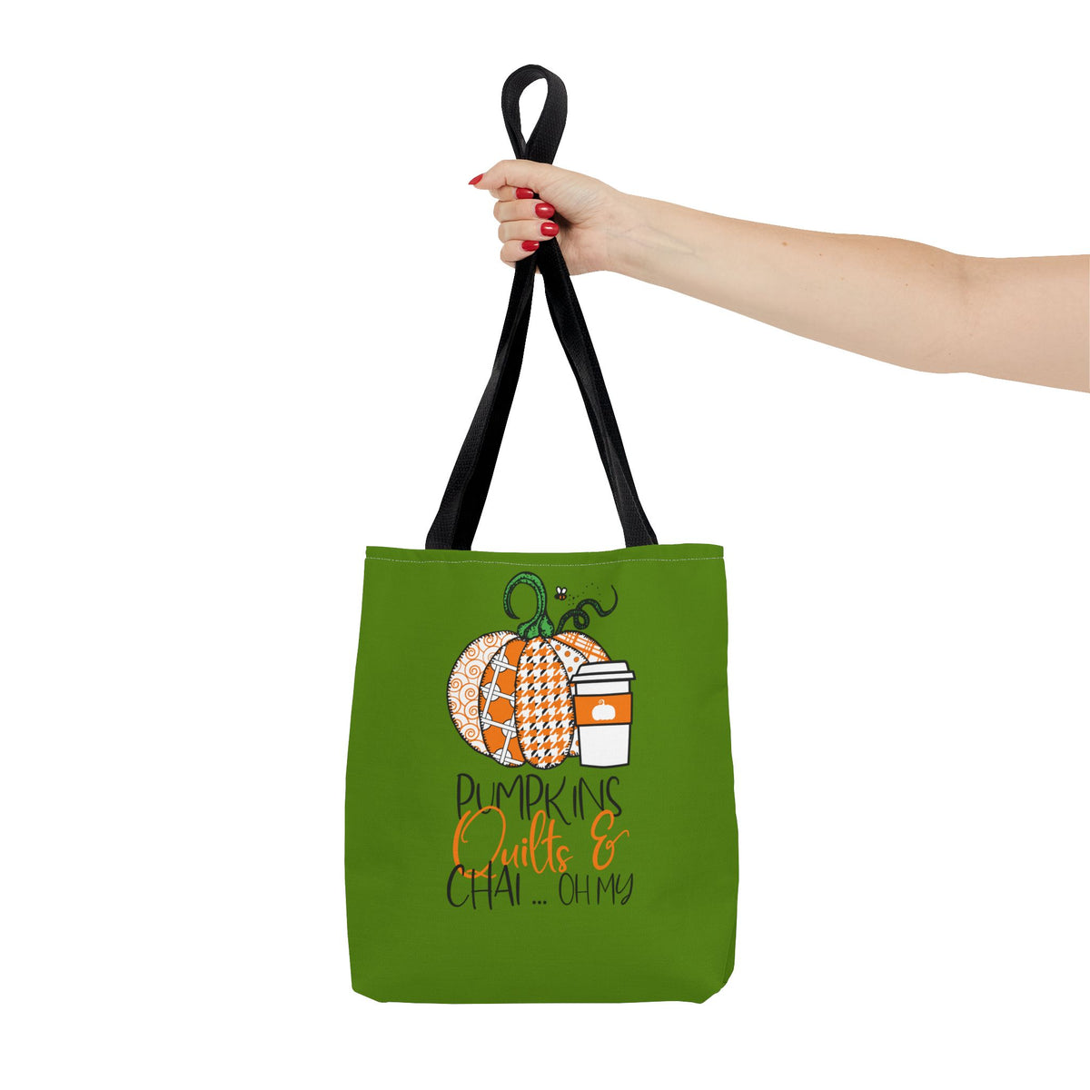 Pumpkin Spice Tote Bag, Fall Tote, Pumpkin Quilts & Chai Bag, Autumn Handbag, Eco-Friendly Market Bag