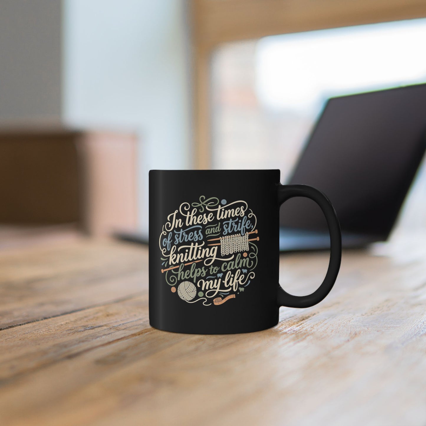 Thoughtful Knitting Mug, 11oz or 15oz, Great Gift for Stressed-Out Knitter!