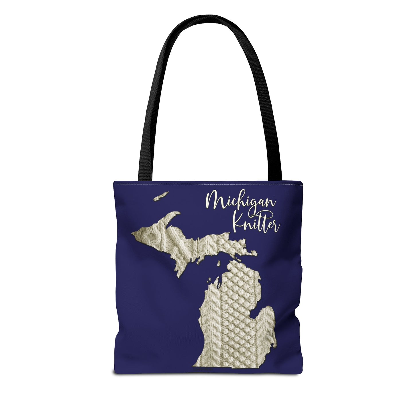 Michigan Knitter Tote Bag — Cable Knit State Map Canvas Tote