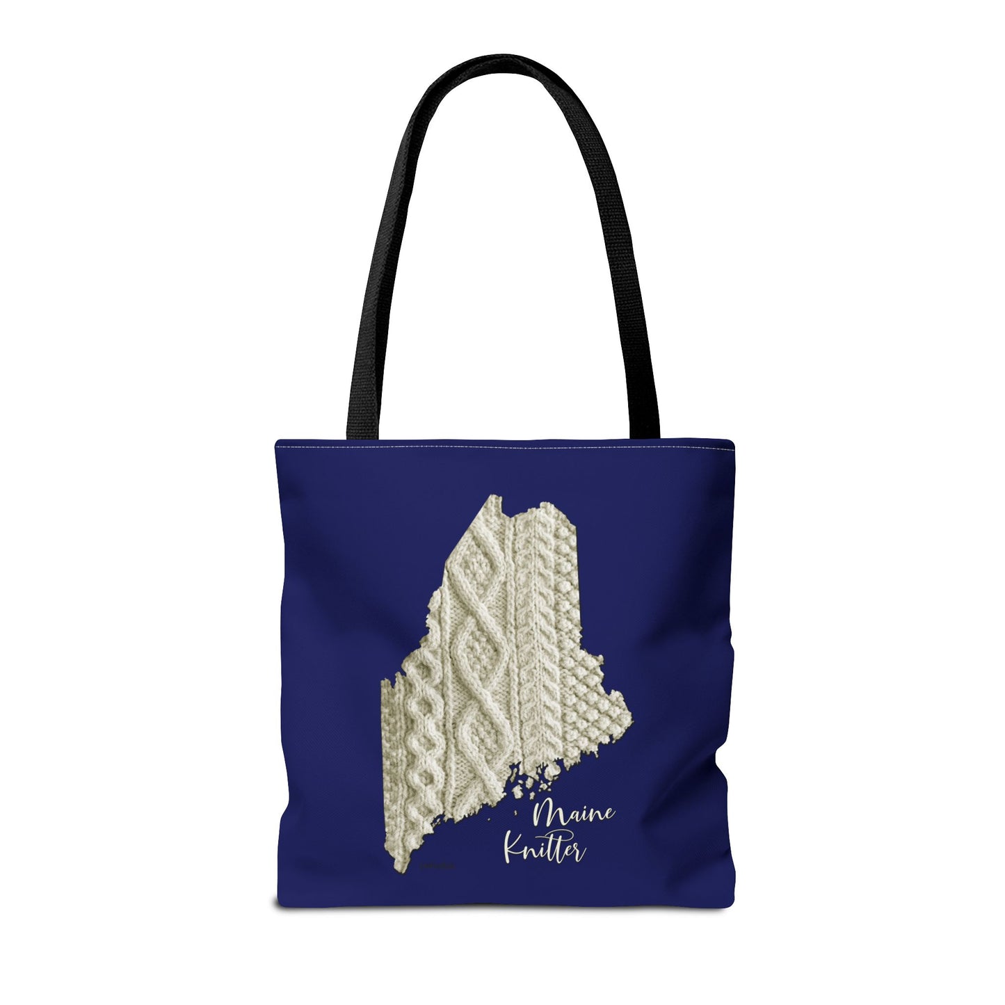 Maine Knitter Tote Bag — Cable Knit State Outline Tote