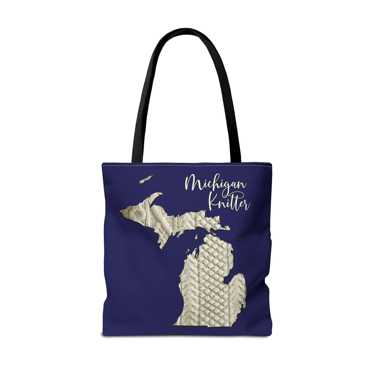Michigan Knitter Tote Bag — Cable Knit State Map Canvas Tote