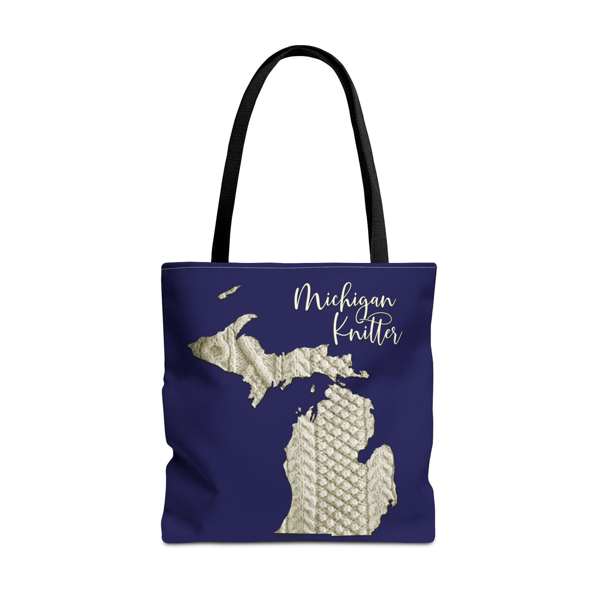 Michigan Knitter Tote Bag — Cable Knit State Map Canvas Tote