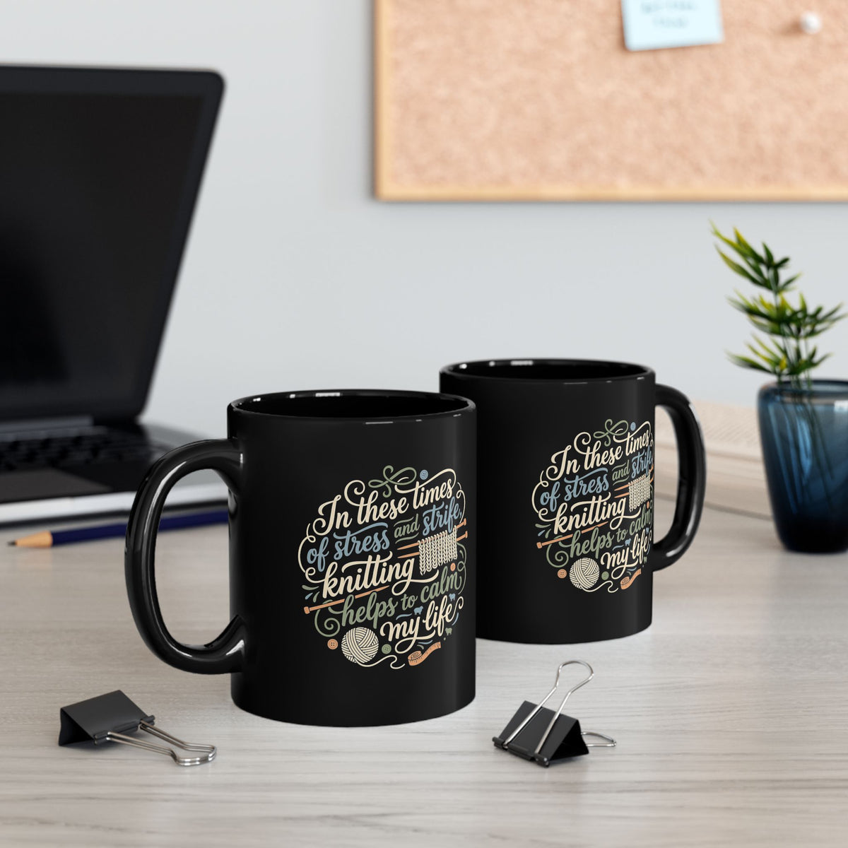 Thoughtful Knitting Mug, 11oz or 15oz, Great Gift for Stressed-Out Knitter!
