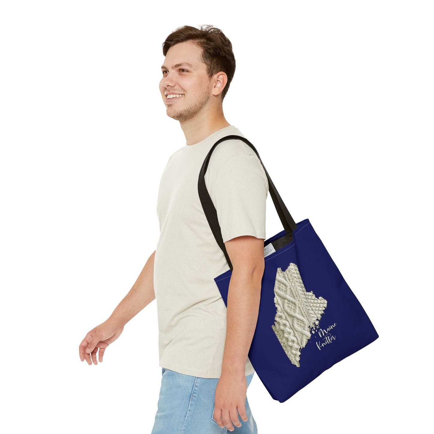 Maine Knitter Tote Bag — Cable Knit State Outline Tote