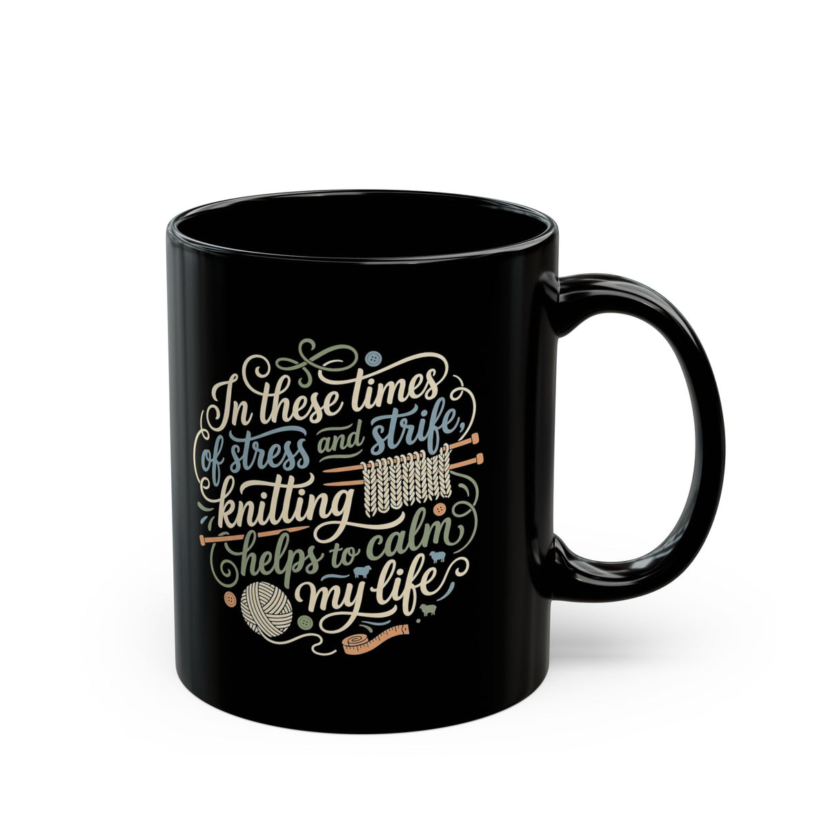 Thoughtful Knitting Mug, 11oz or 15oz, Great Gift for Stressed-Out Knitter!