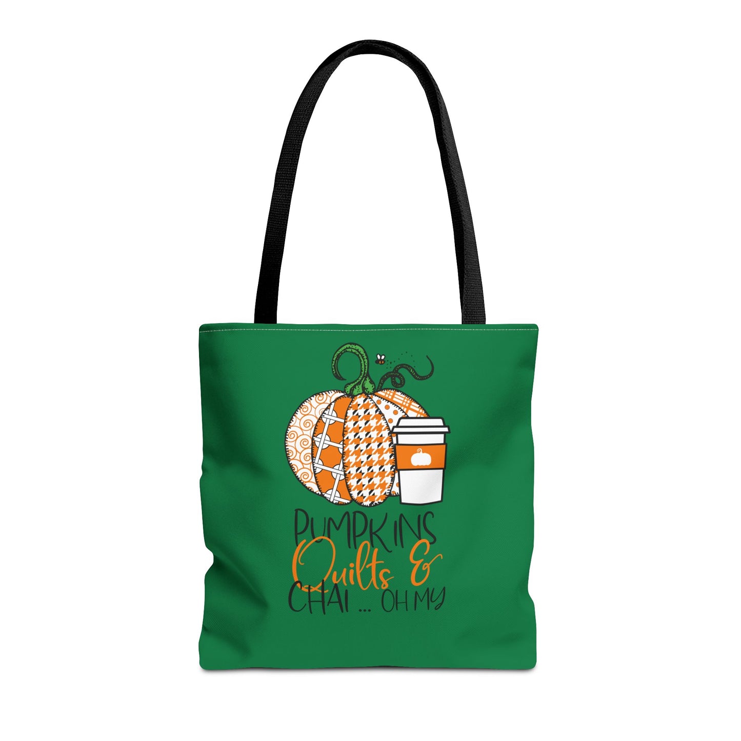 Pumpkin Spice Tote Bag, Fall Tote, Pumpkin Quilts & Chai Bag, Autumn Handbag, Eco-Friendly Market Bag