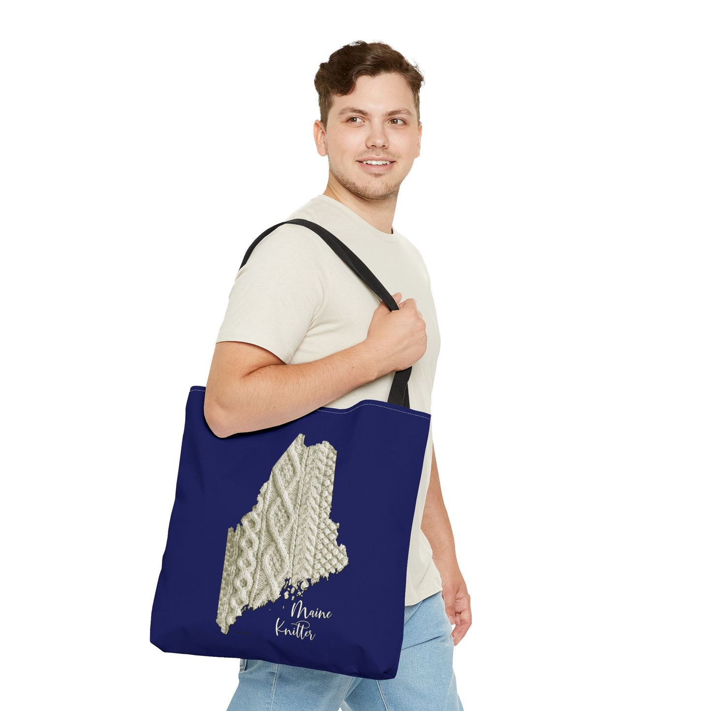 Maine Knitter Tote Bag — Cable Knit State Outline Tote