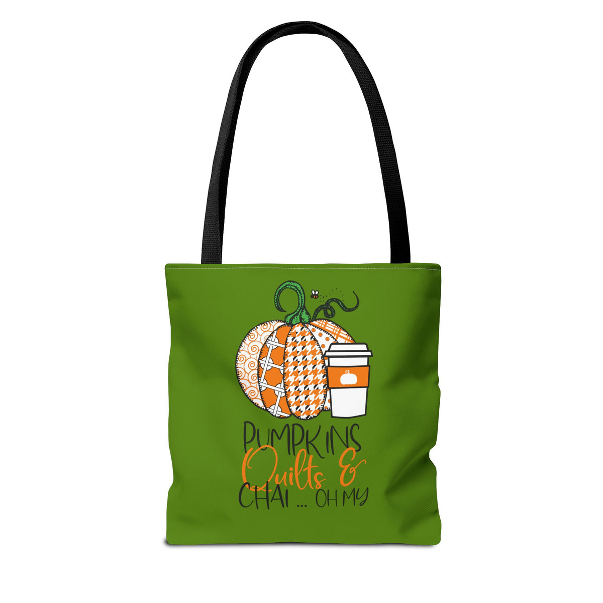 Pumpkin Spice Tote Bag, Fall Tote, Pumpkin Quilts & Chai Bag, Autumn Handbag, Eco-Friendly Market Bag