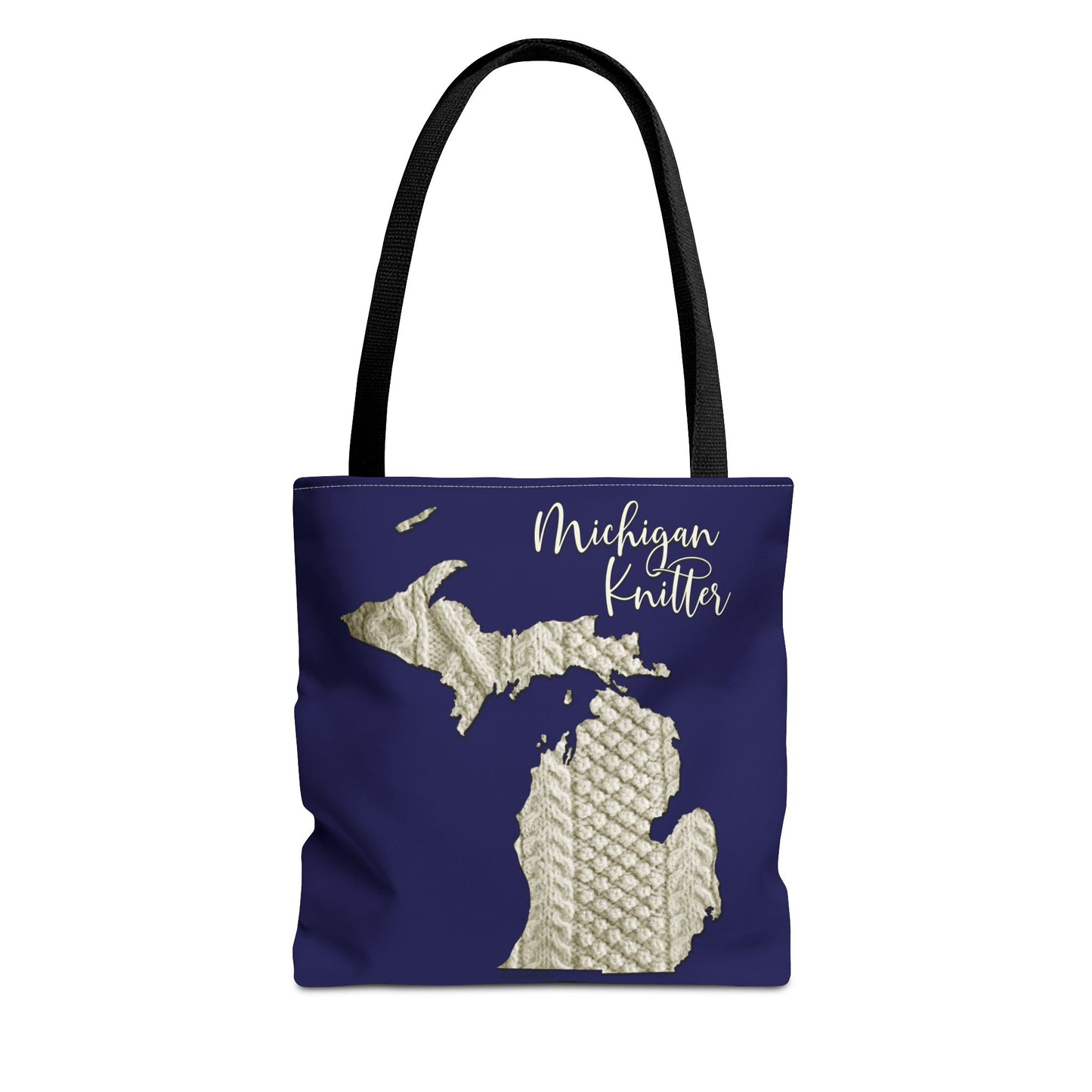 Michigan Knitter Tote Bag — Cable Knit State Map Canvas Tote