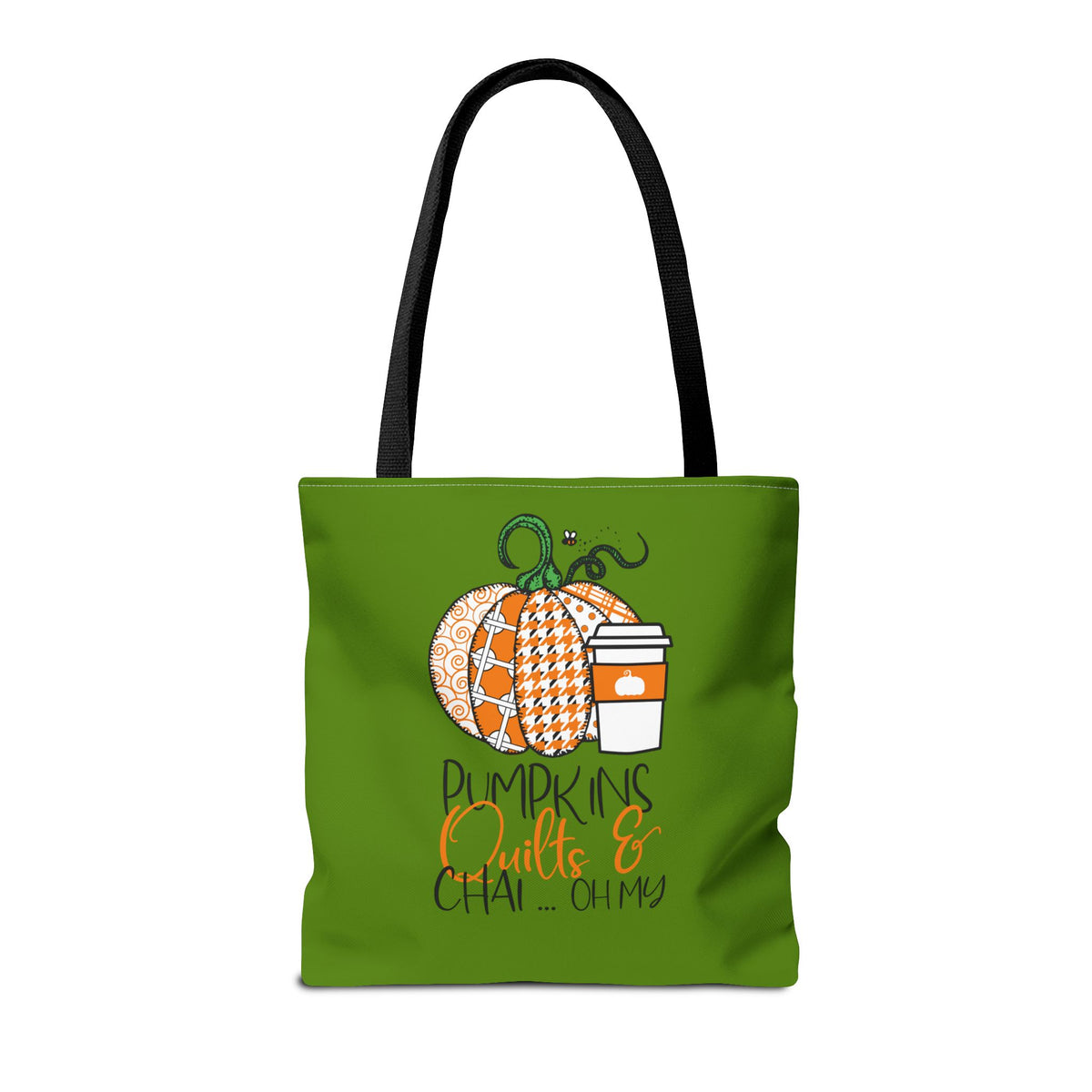 Pumpkin Spice Tote Bag, Fall Tote, Pumpkin Quilts & Chai Bag, Autumn Handbag, Eco-Friendly Market Bag
