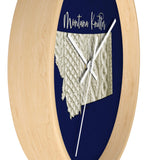 Montana Knitter Wooden Framed Wall Clock