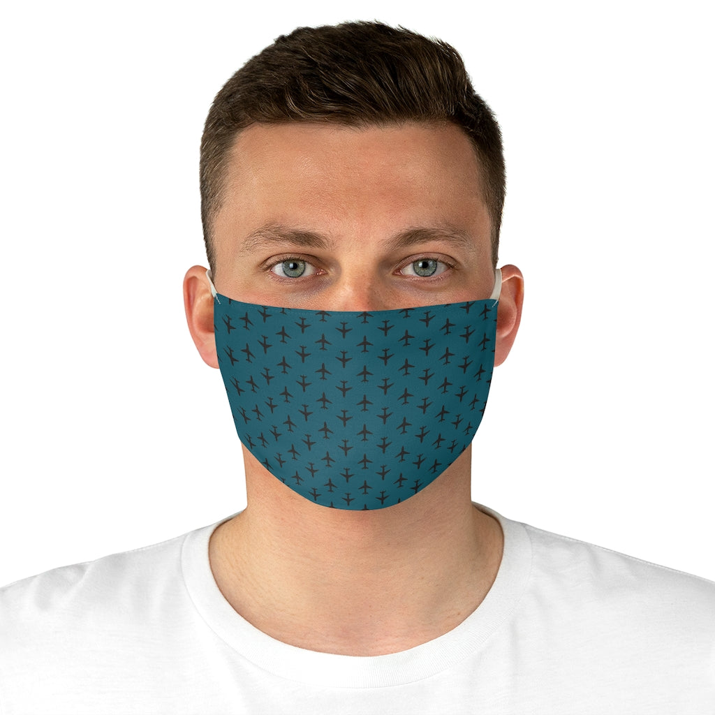 Black Airplanes on Blue - Fabric Face Mask