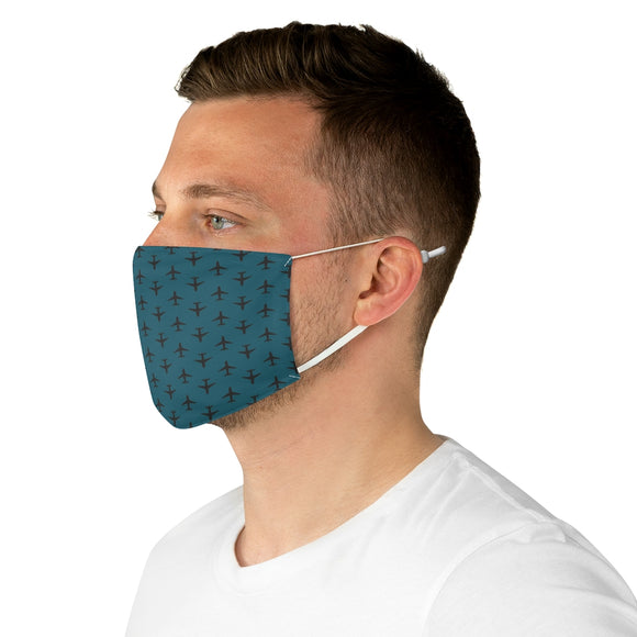 Black Airplanes on Blue - Fabric Face Mask