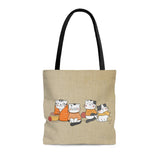 Knitting Kitties Tote Bag - Gift for Cat and Yarn Lovers, Knitters Shopping Bag