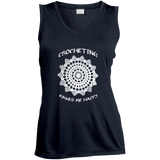 Crocheting Makes Me Happy Ladies Sleeveless Moisture Absorbing V-Neck