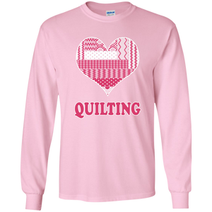 Heart Quilting Long Sleeve Ultra Cotton T-Shirt - Crafter4Life - 1