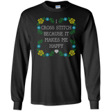I Cross Stitch Because It Makes Me Happy Long Sleeve Ultra Cotton T-Shirt - Crafter4Life - 2